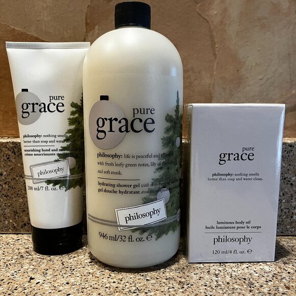 Philosophy Pure Grace Jumbo Shower Gel  Body Oil and Hand / Cuticle Creme!